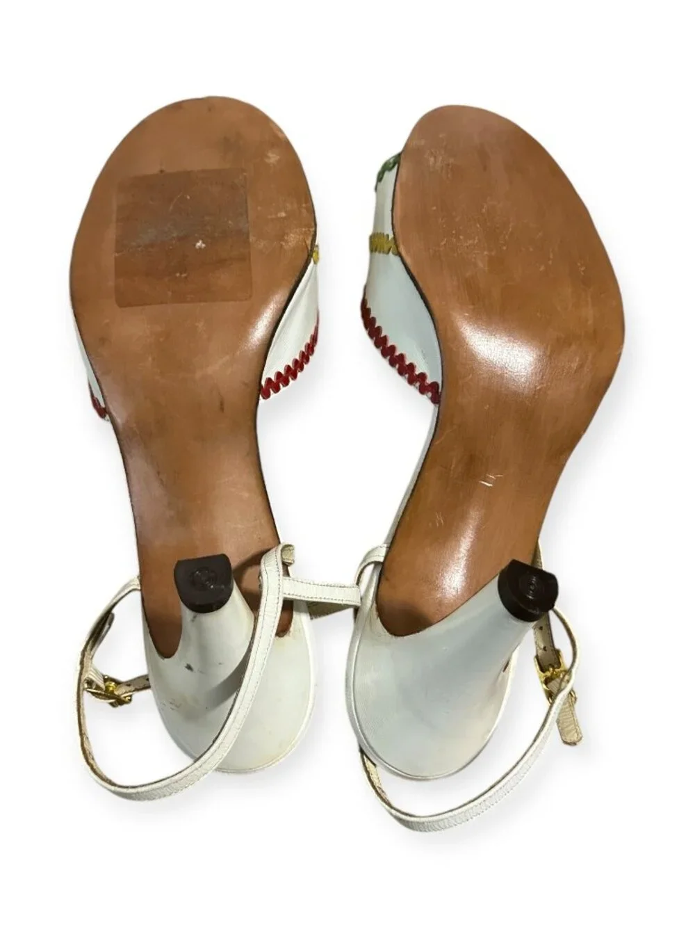 Vintage Joseph Larose High Heel Leather Sandal  with  Ric Rac tape, Size 9